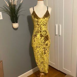 Sexy Velvet mustard yellow dress